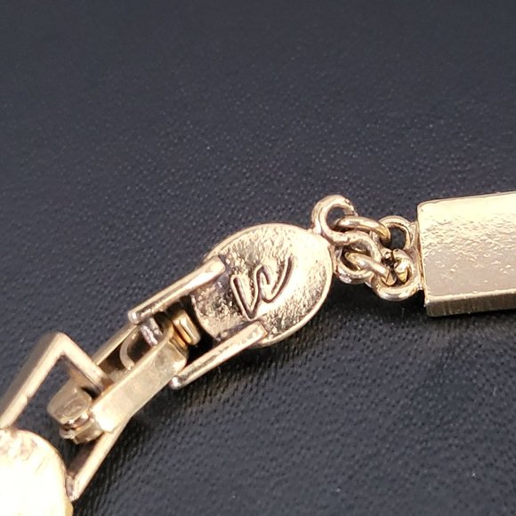 LC Lauren Conrad Gold Tone Delicate Bracelet Gray Blue Beads Fold Over Clasp - Picture 6 of 7